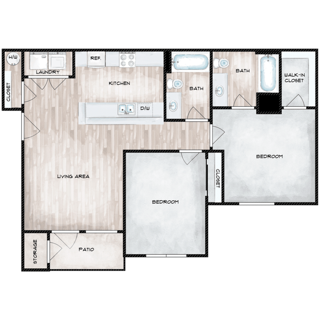 2 Bed 2 Bath M304 floor plan